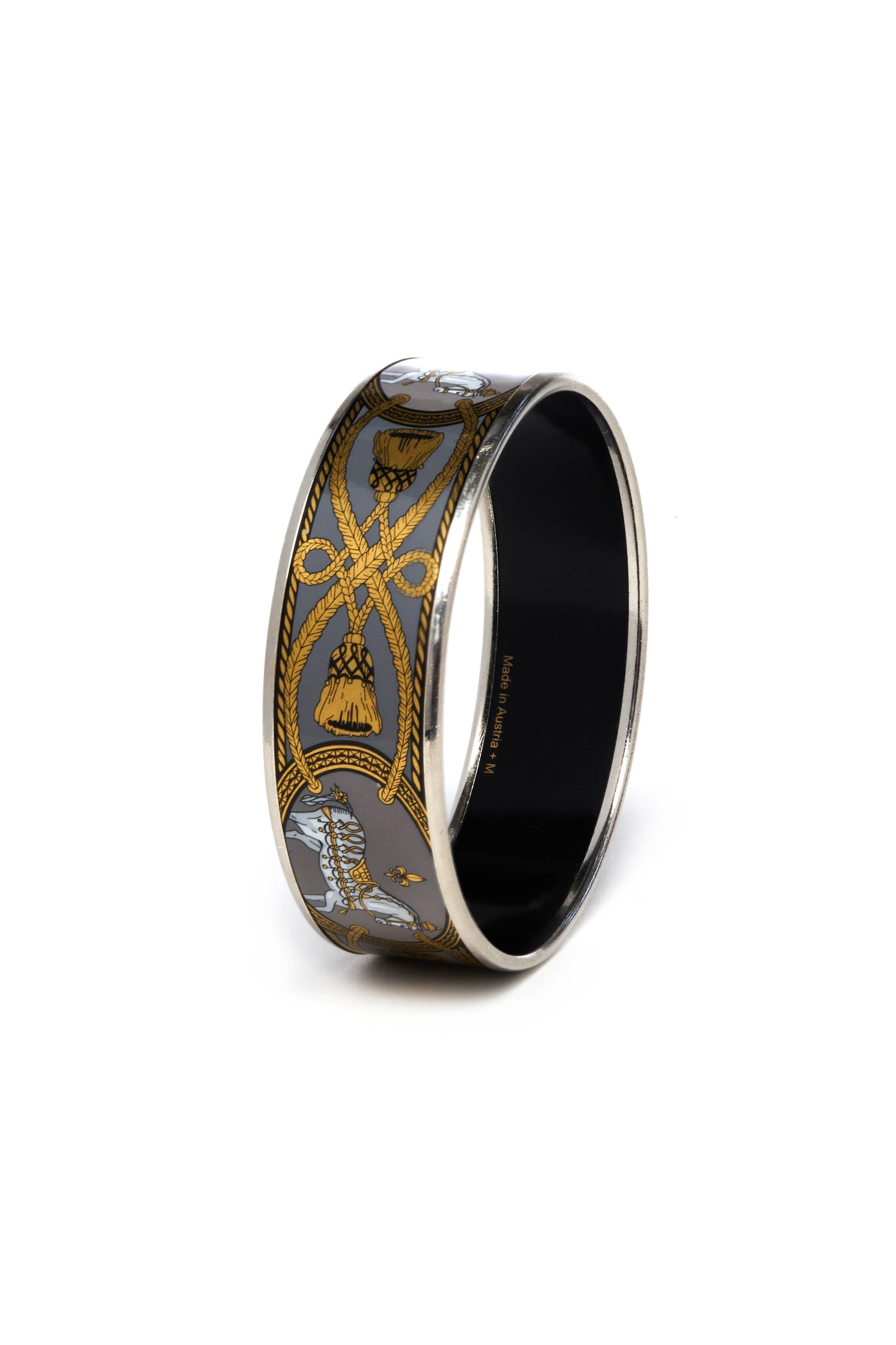 Hermes Grey White and Gold Palladium Hardware Grand Apparat Bracelet - Exclusu