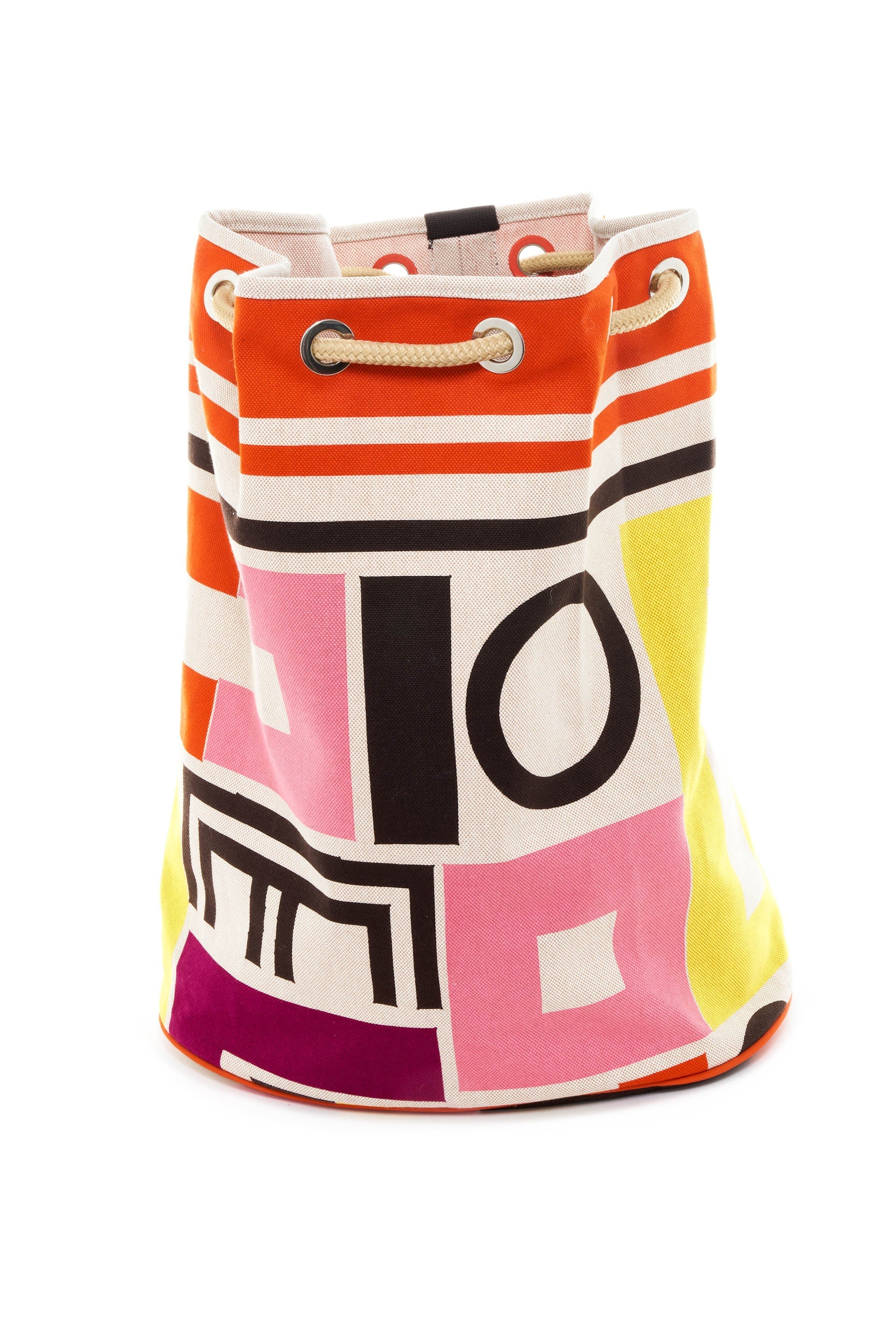 Hermes Multi-Color Toille Canvas Carre Taquin Print Backpack Size Large - Exclusu