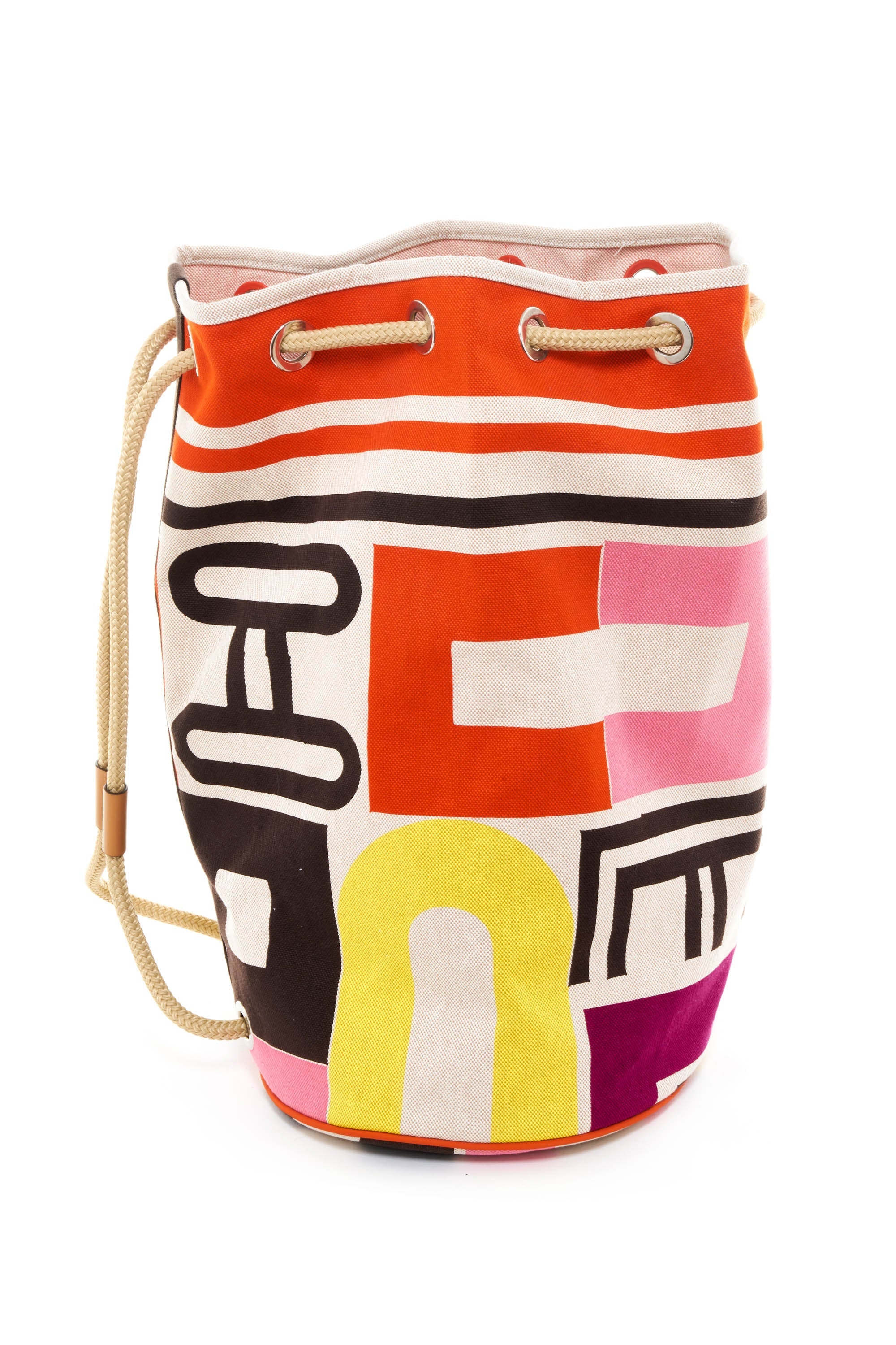 Hermes Multi-Color Toille Canvas Carre Taquin Print Backpack Size Large - Exclusu