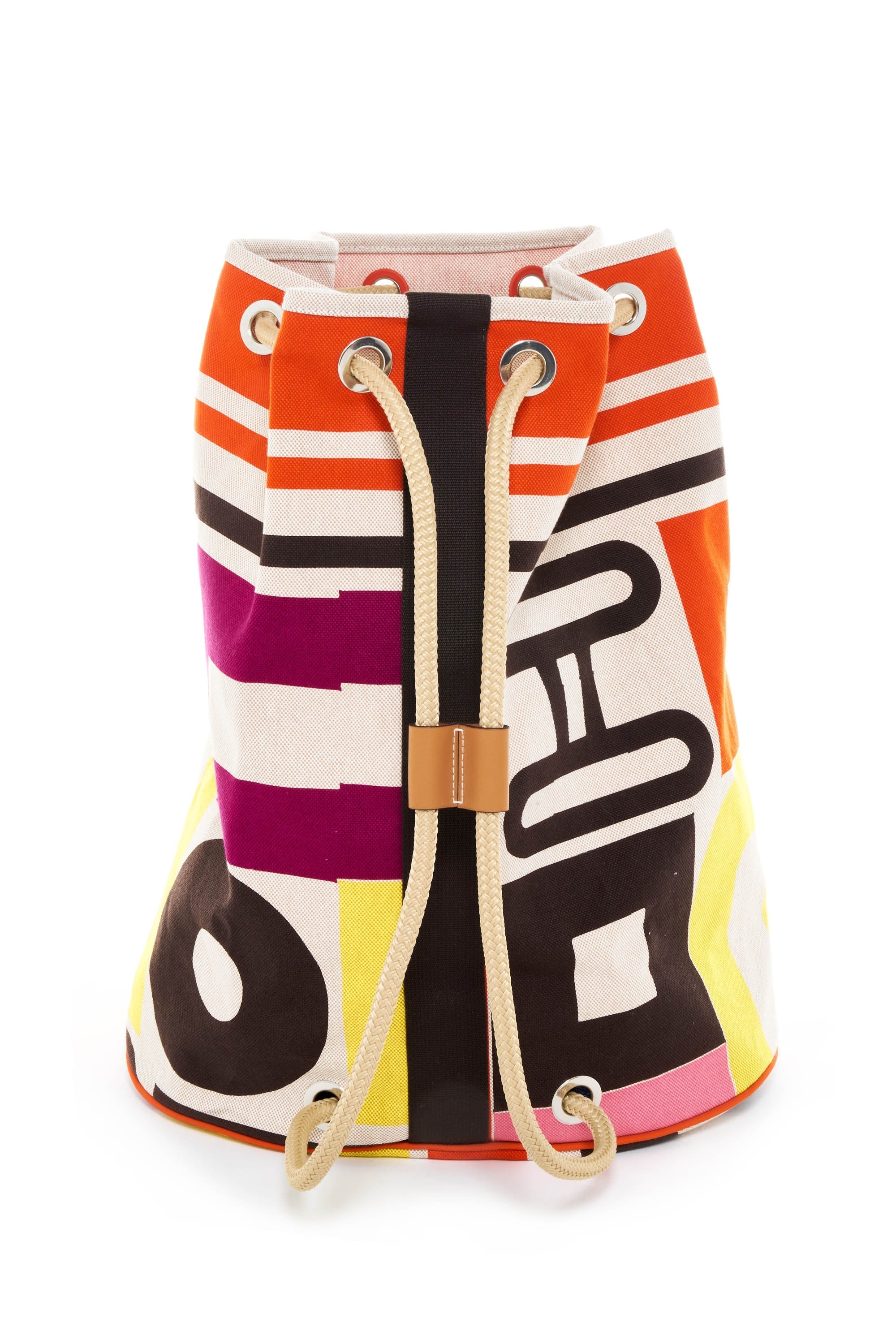 Hermes Multi-Color Toille Canvas Carre Taquin Print Backpack Size Large - Exclusu