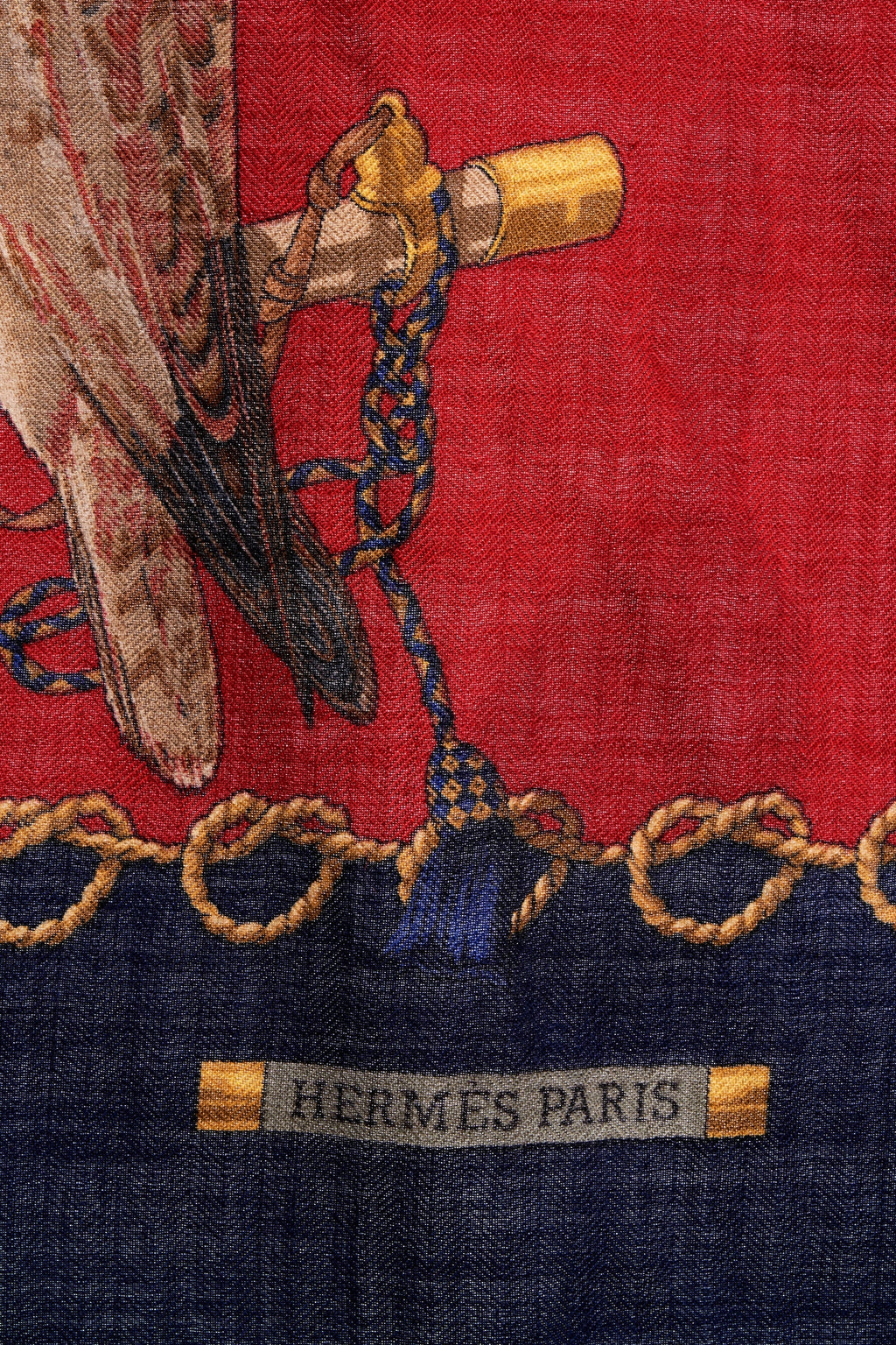 Hermes Navy and Red 'Les Olseaux Du Roy' Scarf 100cm Scarf - Exclusu