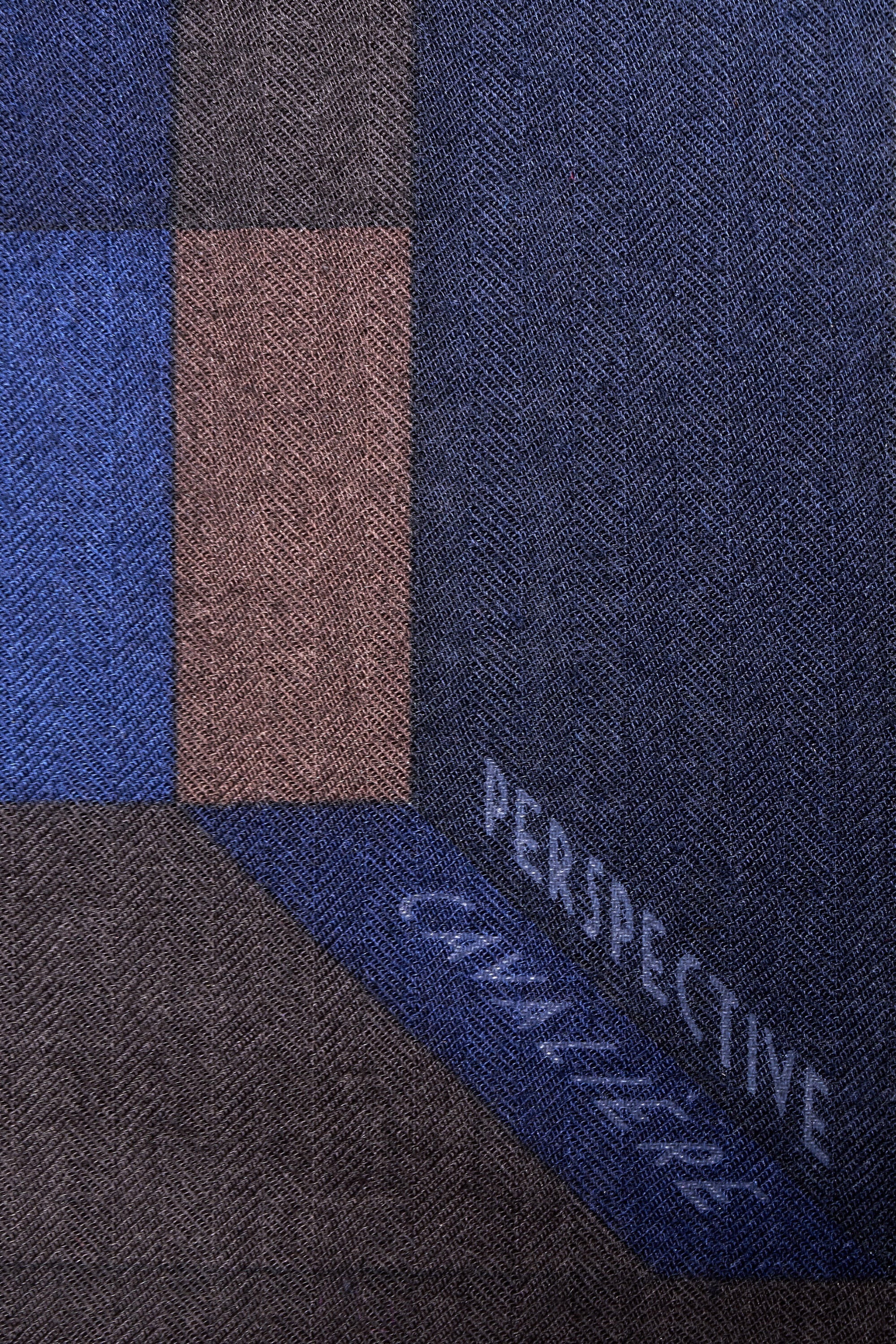 Hermes Navy and Brown 'Cavaliere' Shawl 140cm - Exclusu