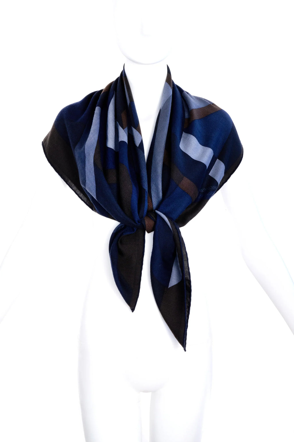 Hermes Navy and Brown 'Cavaliere' Shawl 140cm - Exclusu