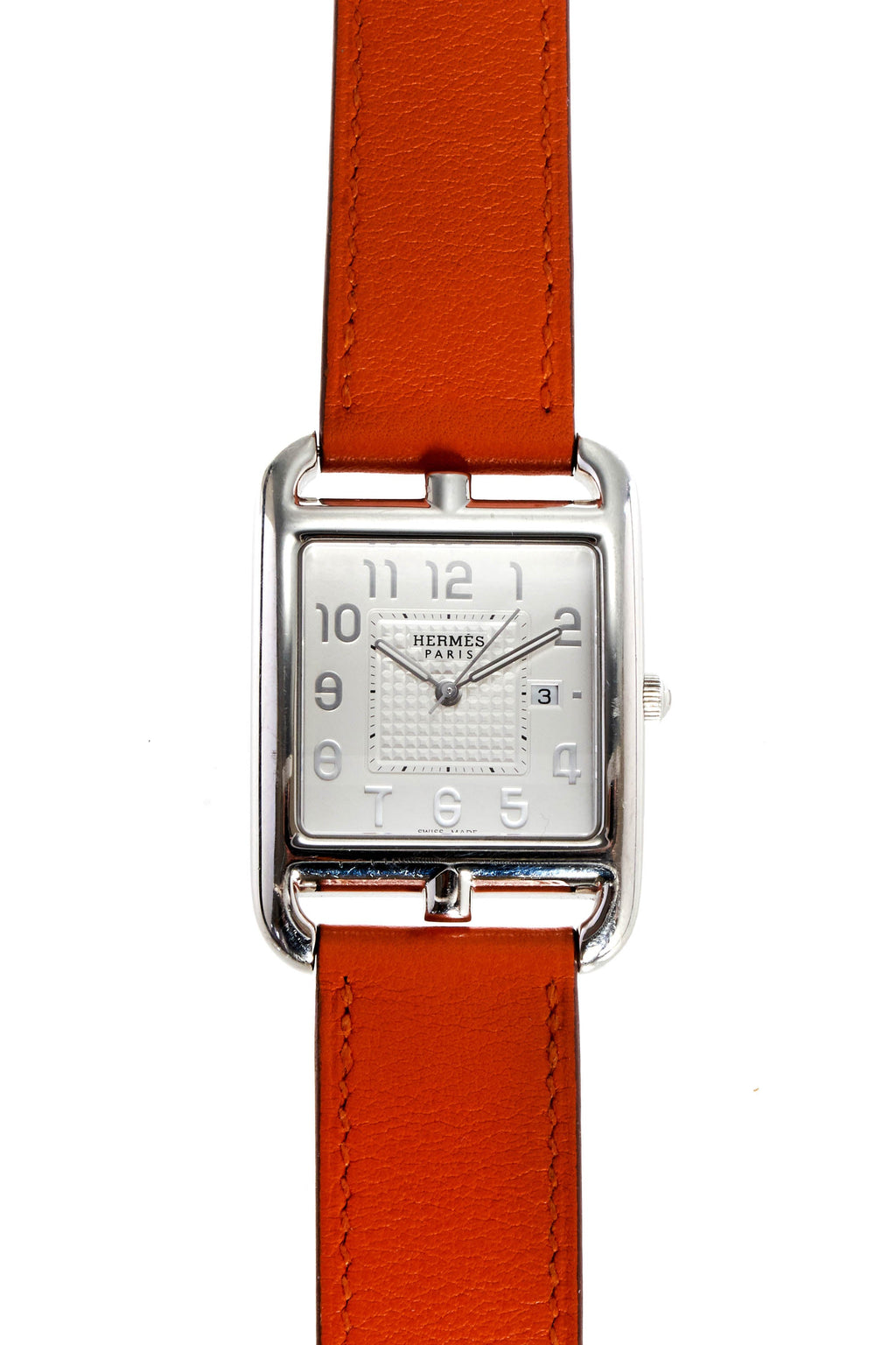 Hermes Orange Medium Cape Cod Double Tour Stainless Quartz Watch - Exclusu