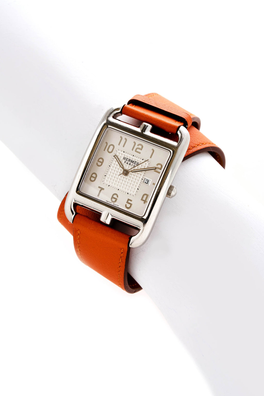 Hermes Orange Medium Cape Cod Double Tour Stainless Quartz Watch - Exclusu