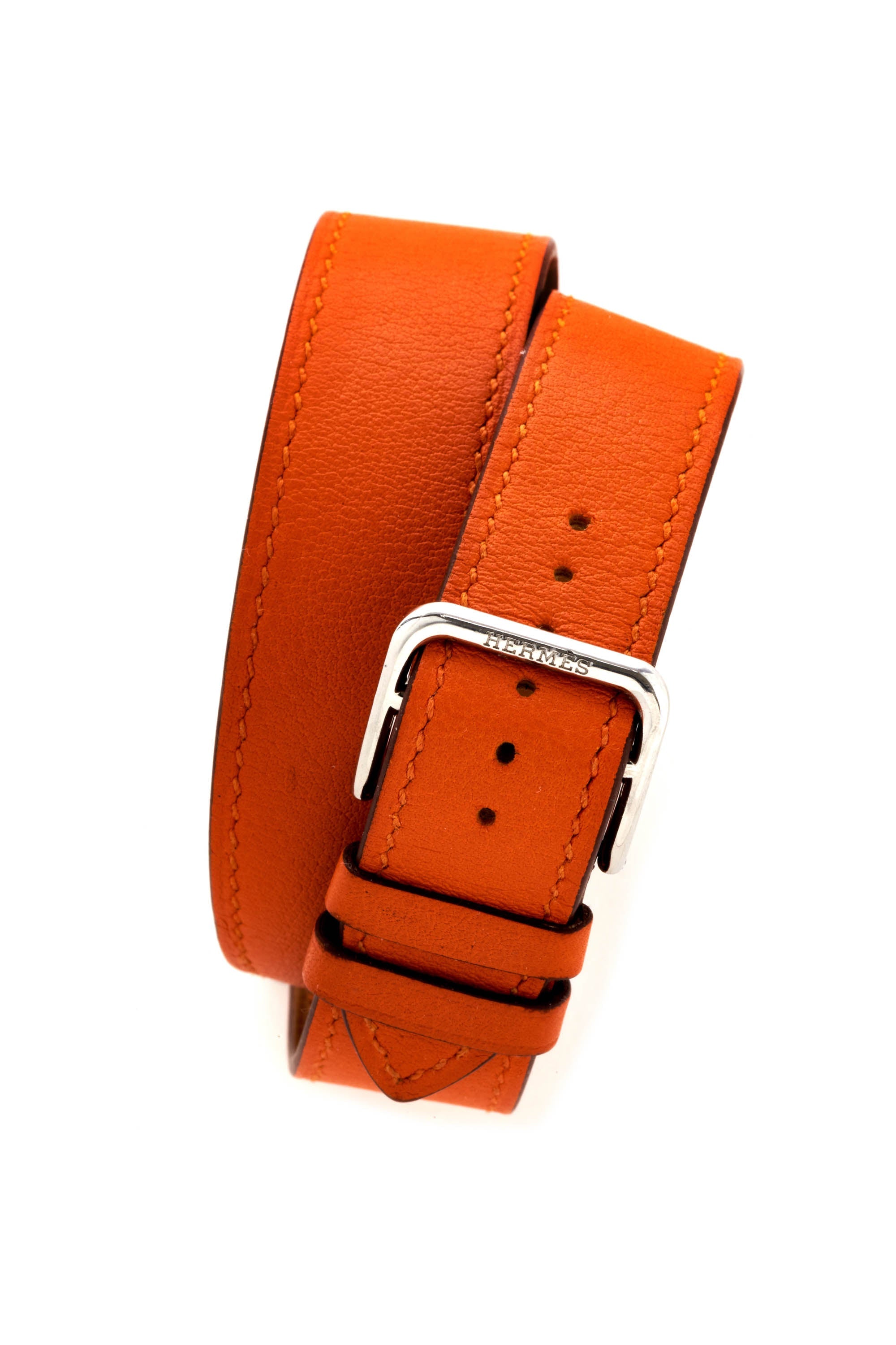 Hermes Orange Medium Cape Cod Double Tour Stainless Quartz Watch - Exclusu