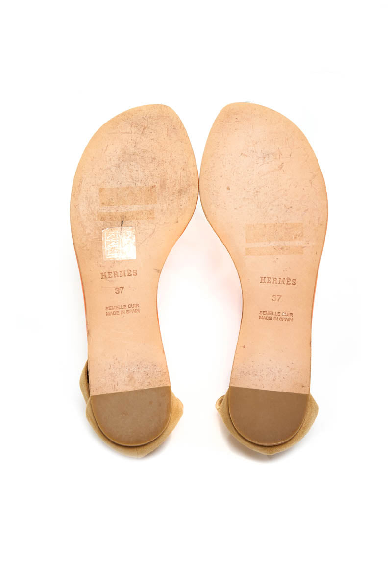 Hermes Orange and Tan Gladiator Sandal With Horn Toe Size 37 - Exclusu