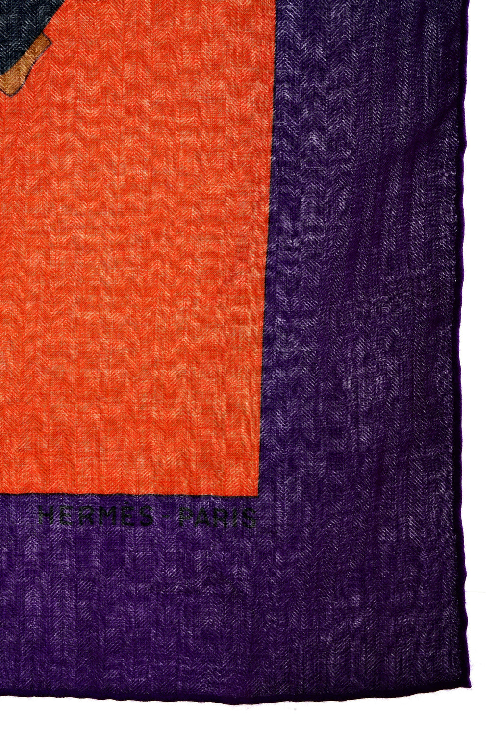 Hermes 'Cuirs du Desert' Violet and Orange Shawl 140cm - Exclusu