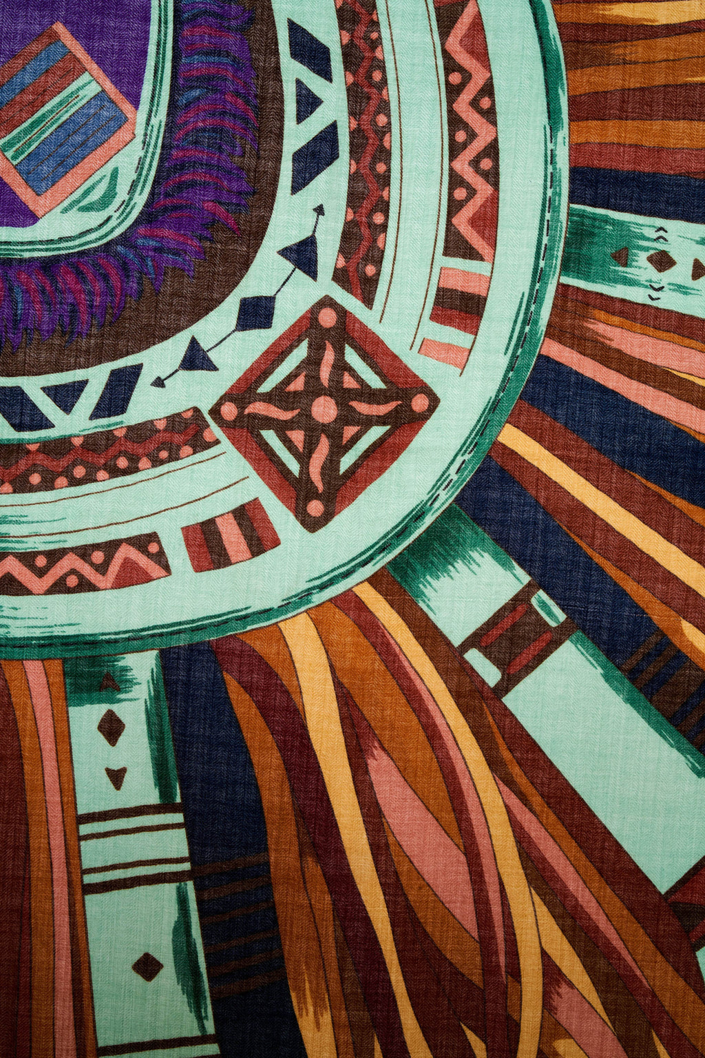 Hermes 'Cuirs du Desert' Violet and Orange Shawl 140cm - Exclusu