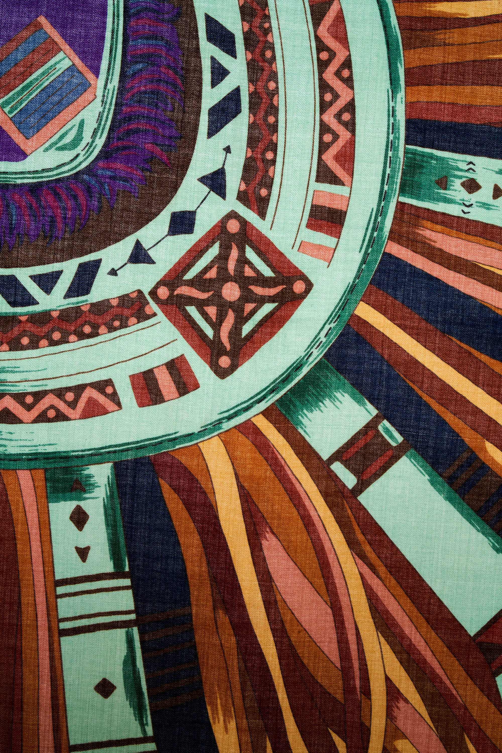 Hermes 'Cuirs du Desert' Violet and Orange Shawl 140cm - Exclusu