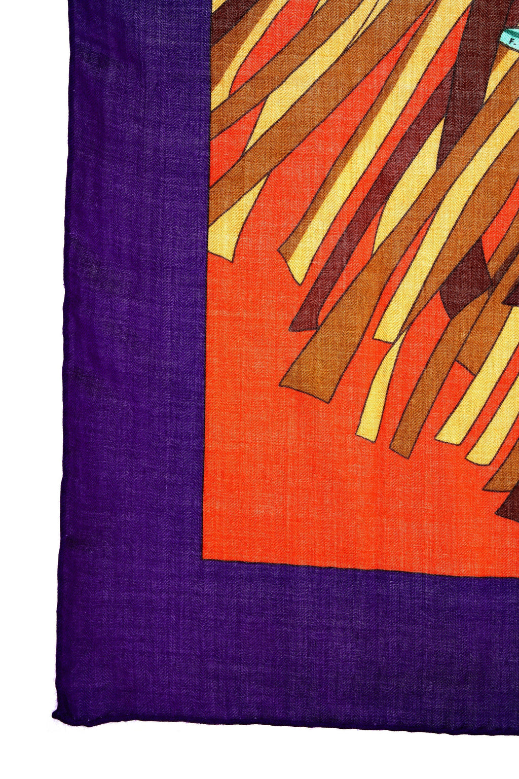 Hermes 'Cuirs du Desert' Violet and Orange Shawl 140cm - Exclusu