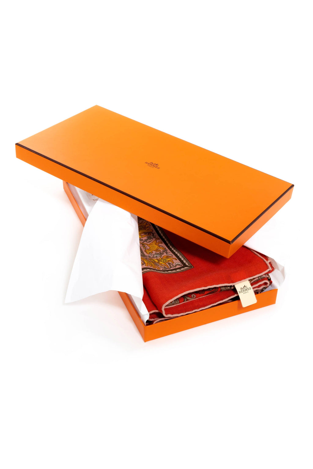 Hermes 'Chase en Indes' Orange and Yellow Silk Scarf 140cm - Exclusu