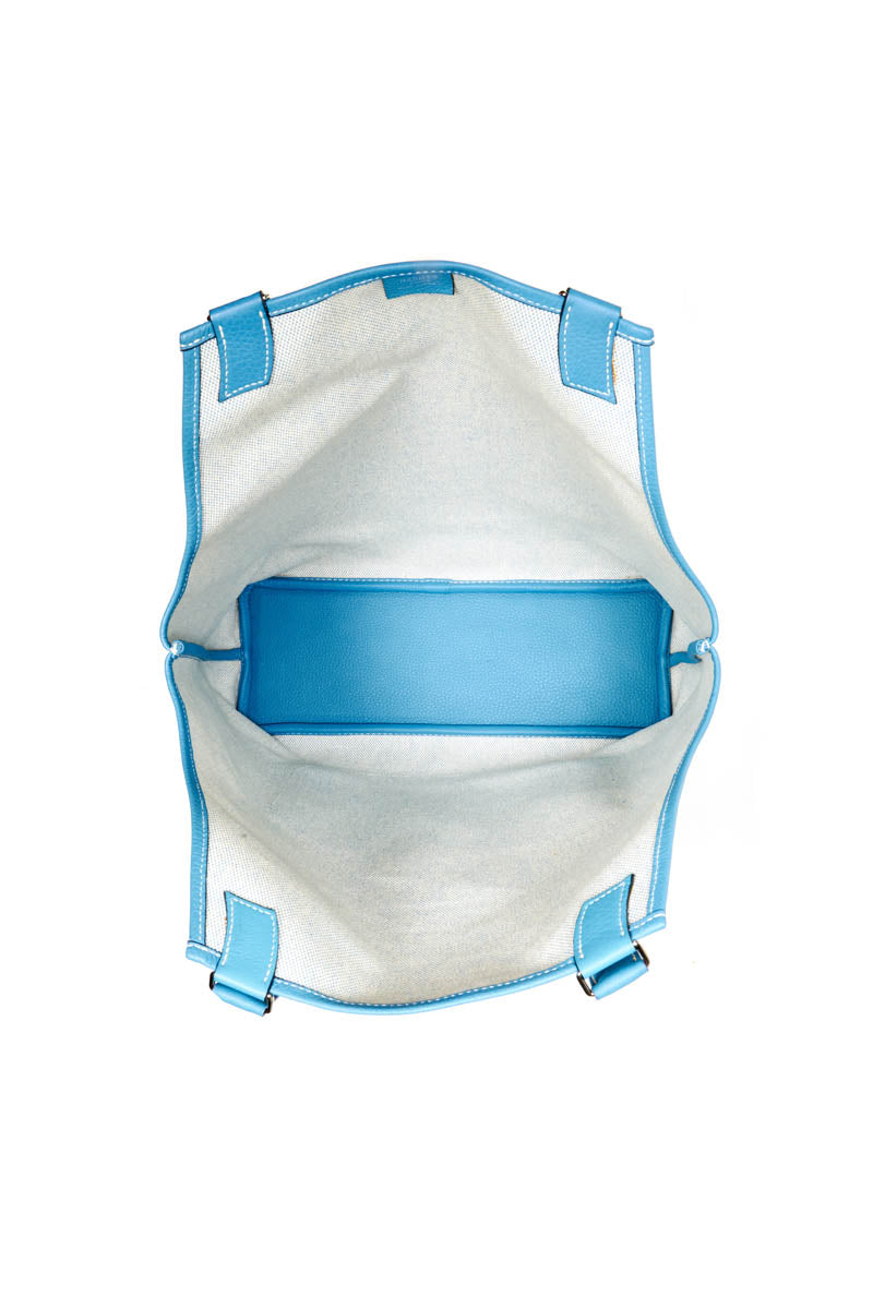 Hermes Jardinier Toile and Blue Clemence Tote - Exclusu