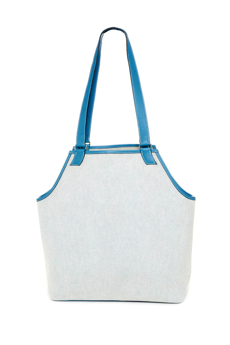 Hermes Jardinier Toile and Blue Clemence Tote - Exclusu