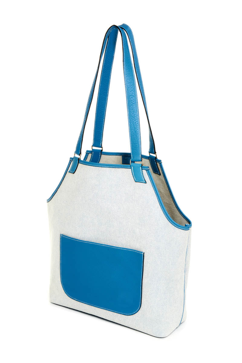 Hermes Jardinier Toile and Blue Clemence Tote - Exclusu