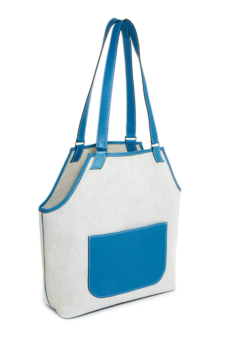 Hermes Jardinier Toile and Blue Clemence Tote - Exclusu