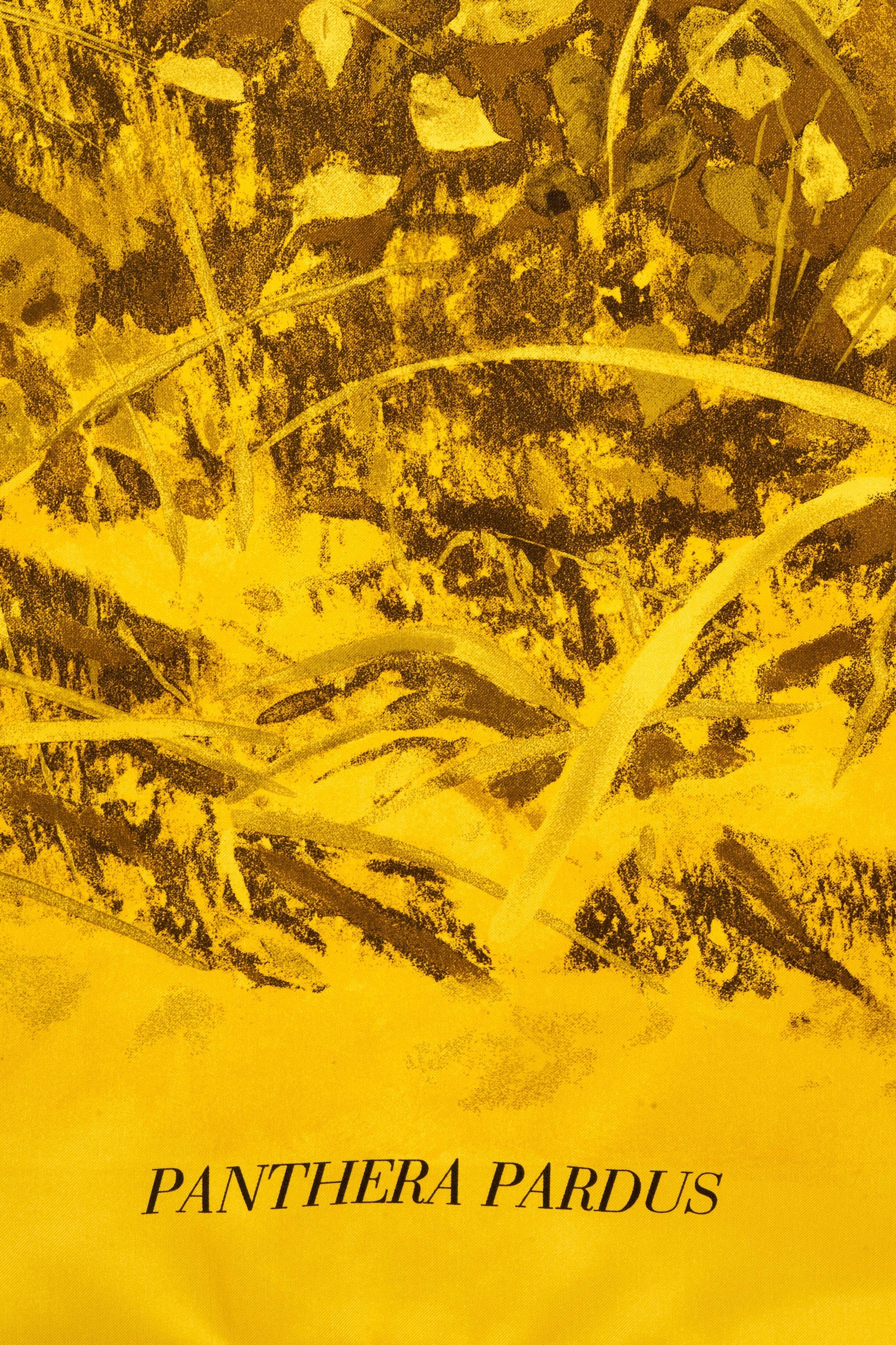 Hermes 'Panthera Pardus' Vert Jaune Mousseline Shawl 140cm - Exclusu