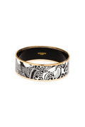 Hermes Black and White 'Feline Tattoo' Enamel Bangle Rose Gold Edge - Exclusu