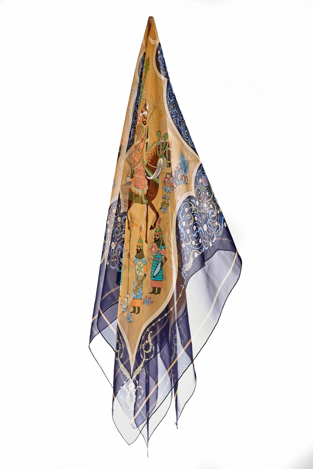 Hermes Chiffon Poesle Bersane Shaw Navy Border 110 cm - Exclusu