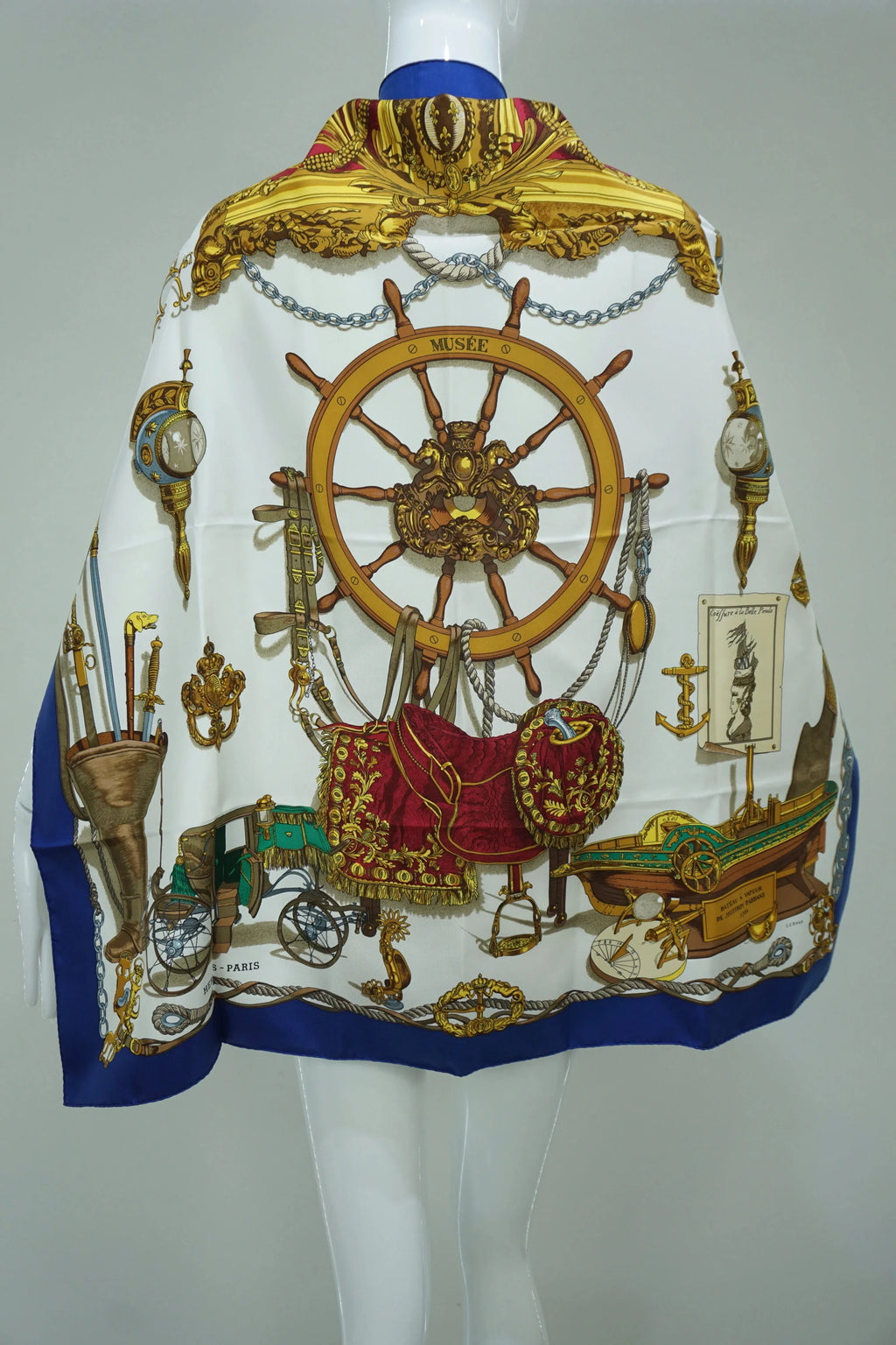 Hermès Blue Bateau A Vapeur De Jouffroy D’Abbans 1784 Scarf 90cm - Exclusu