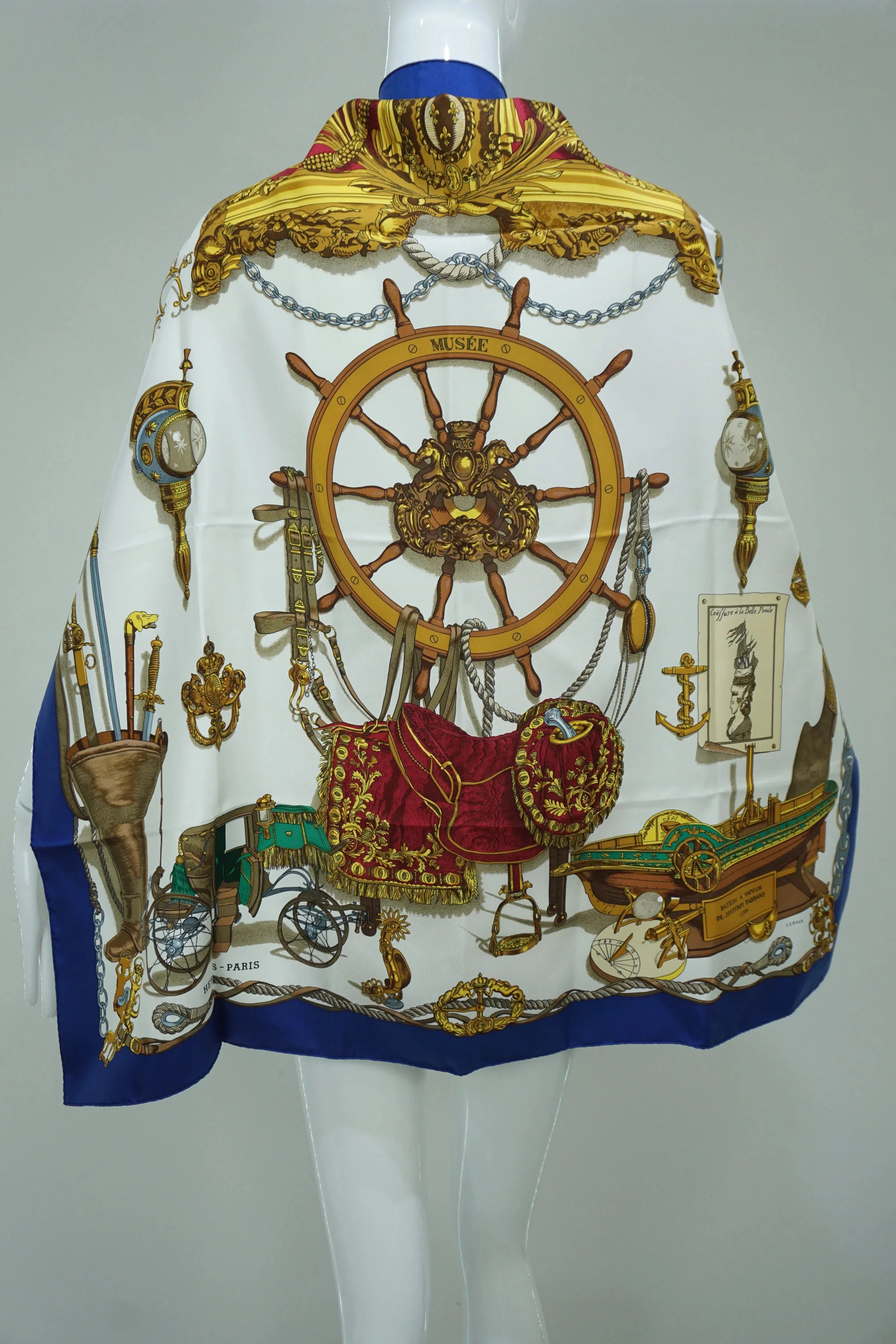 Hermès Blue Bateau A Vapeur De Jouffroy D’Abbans 1784 Scarf 90cm - Exclusu