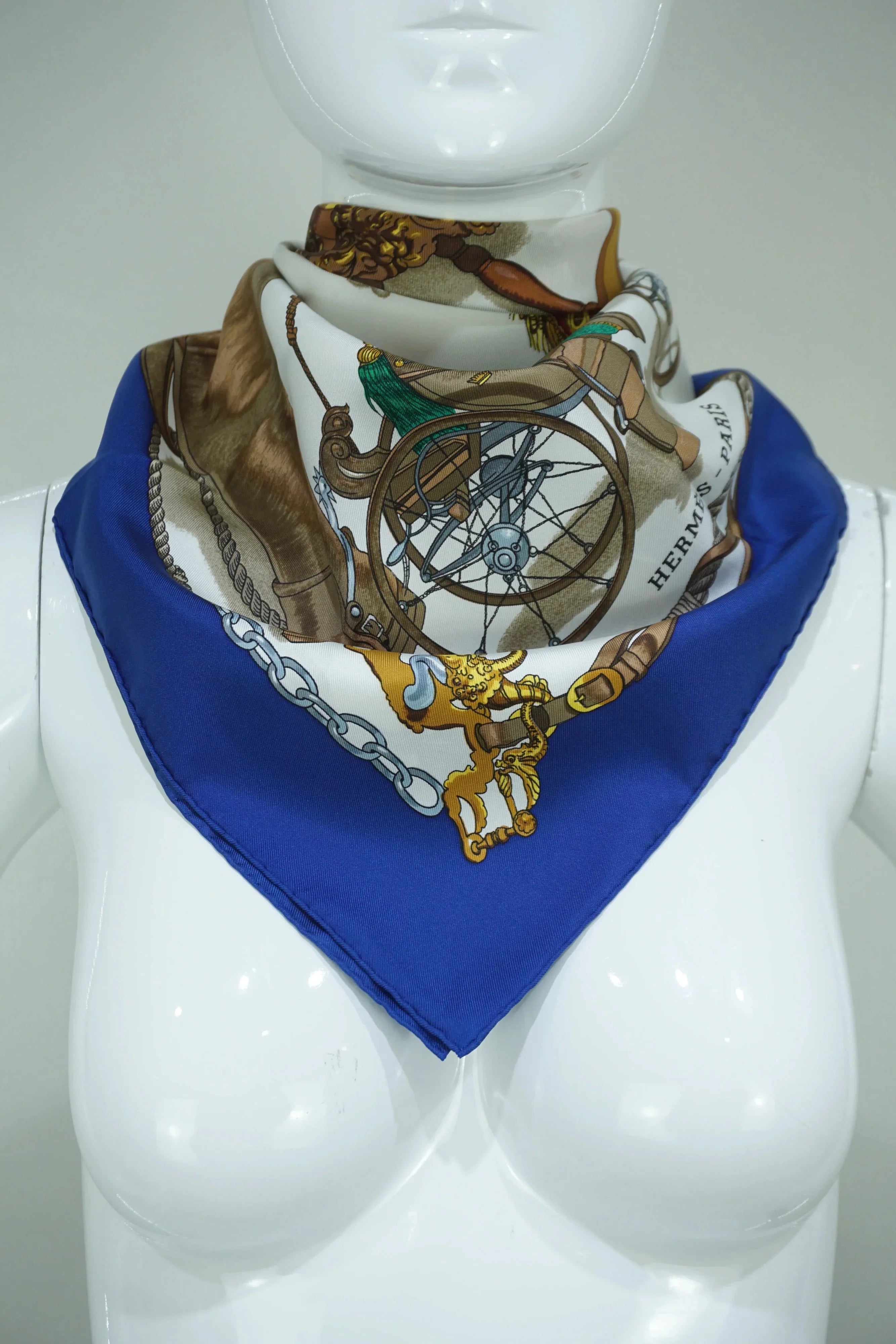 Hermès Blue Bateau A Vapeur De Jouffroy D’Abbans 1784 Scarf 90cm - Exclusu