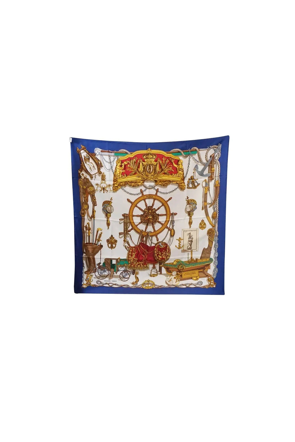 Hermès Blue Bateau A Vapeur De Jouffroy D’Abbans 1784 Scarf 90cm - Exclusu