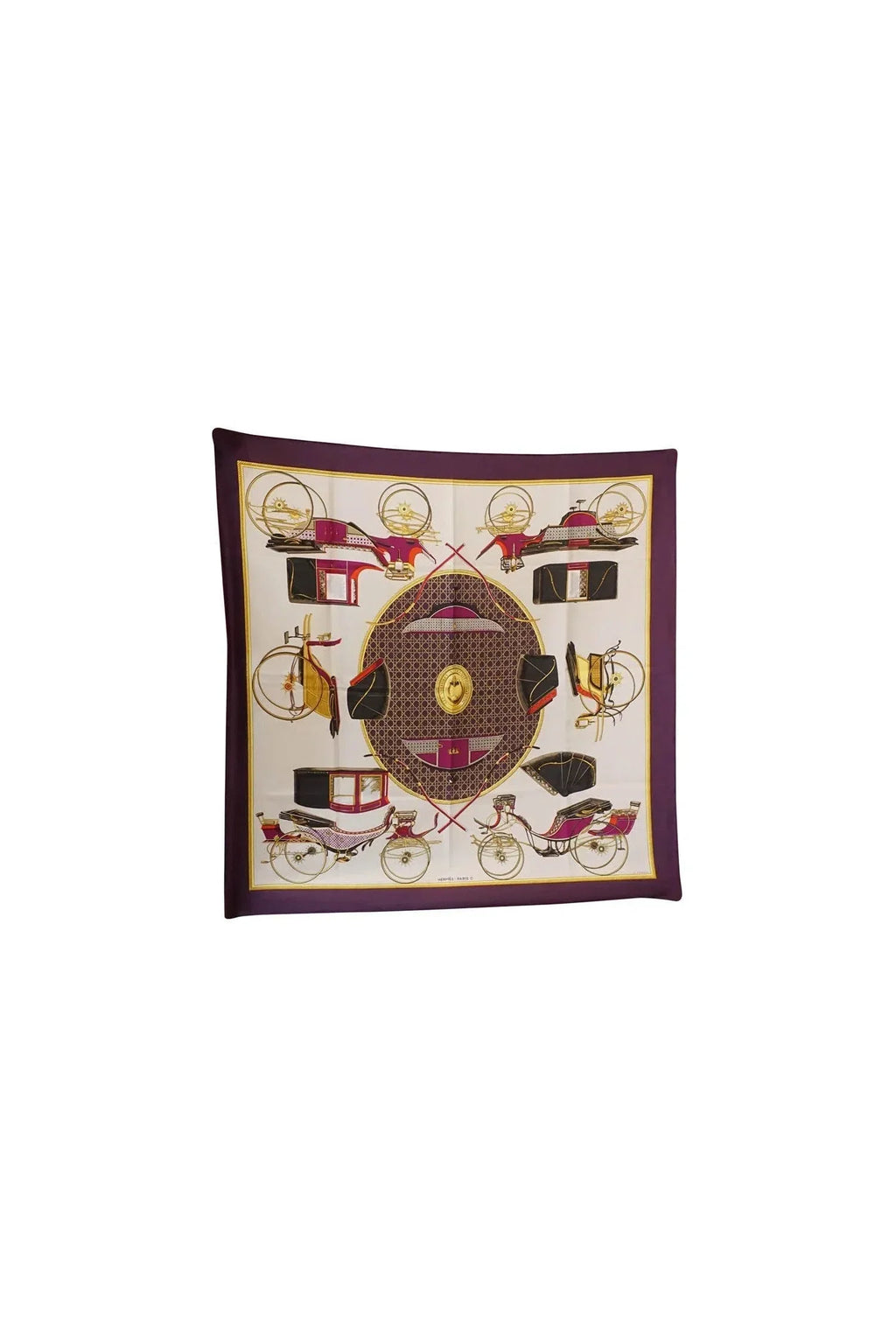 Hermès Le Voitures Transformation Silk Scarf 1970's 90cm - Exclusu