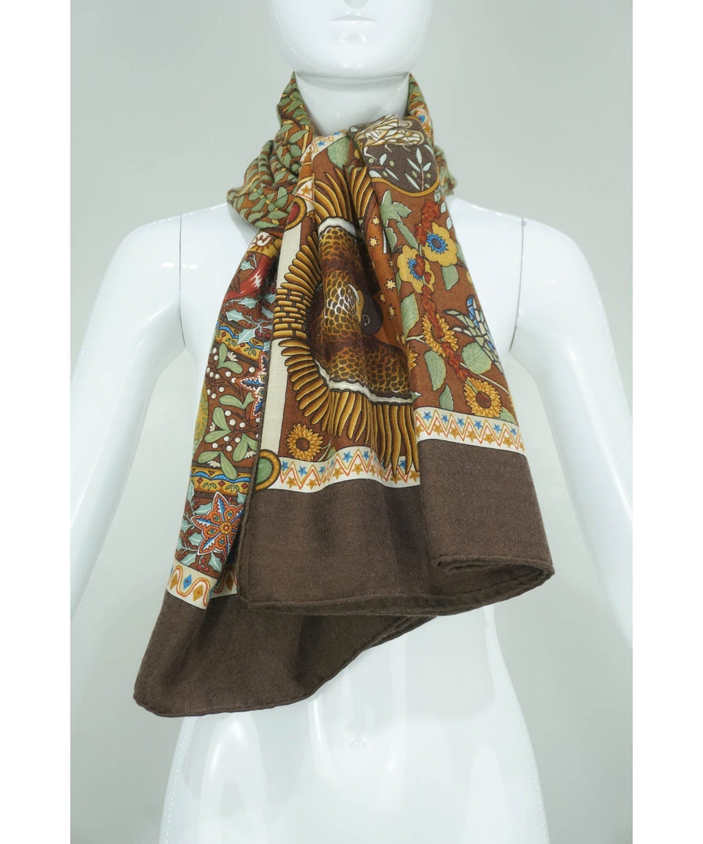Hermès Silk Cashmere Shawl 'Axis Mundi' Size 140 cm - Exclusu
