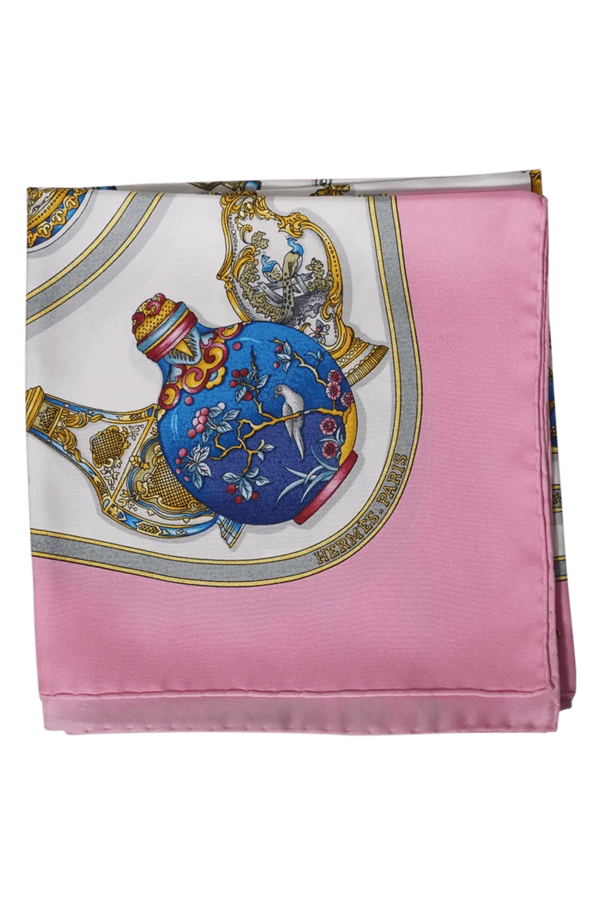 Hermes Size 90 cm Pink 'ou Importe Le Flacon' Silk Scarf - Exclusu