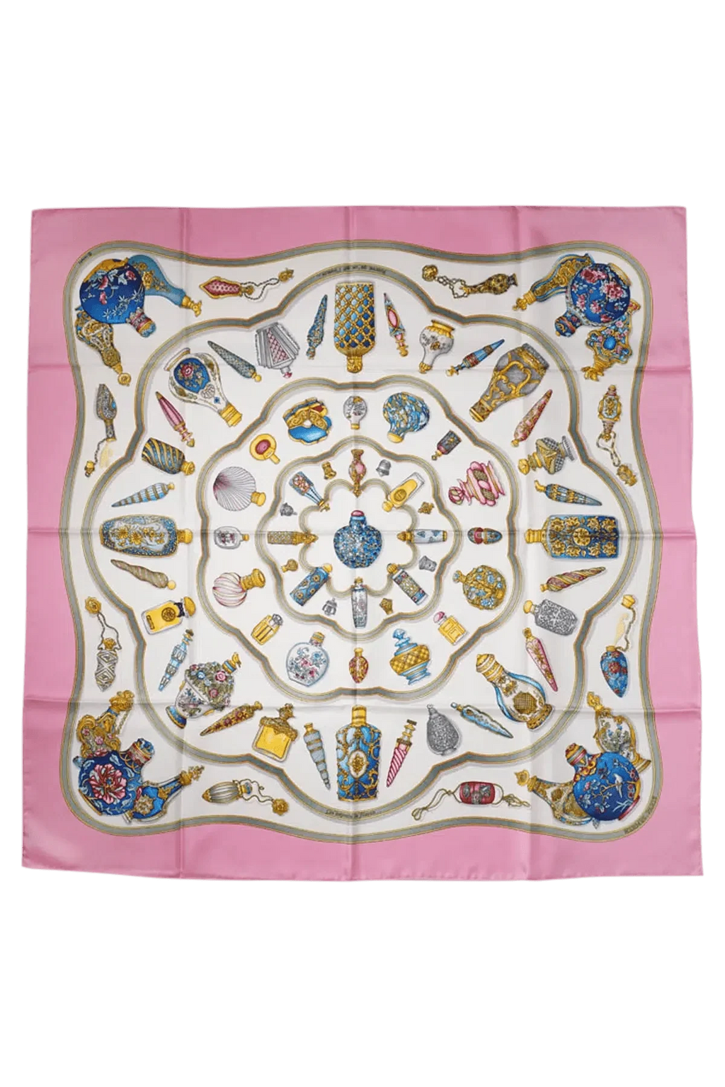 Hermes Size 90 cm Pink 'ou Importe Le Flacon' Silk Scarf - Exclusu