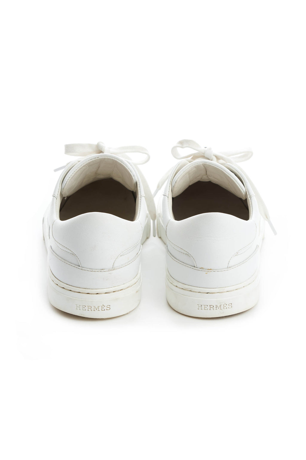 Hermes White Sneakers with Kelly Turn Clasp Size 37.5 - Exclusu