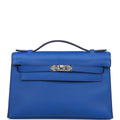 Hermes Kelly Pochette Bleu Royal Swift Palladium Hardware - Exclusu