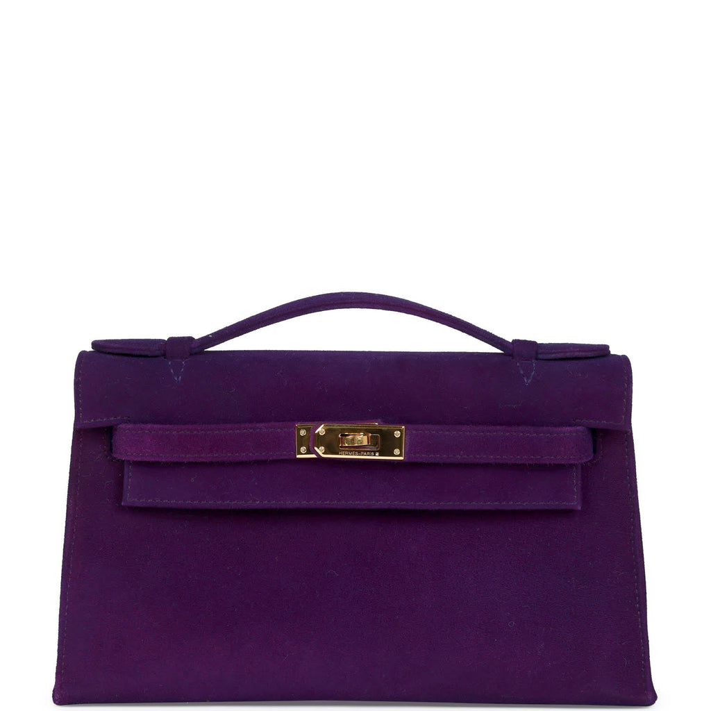 Hermes Kelly Pochette Violet Doblis Gold Hardware - Exclusu