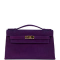 Hermes Kelly Pochette Violet Doblis Gold Hardware - Exclusu