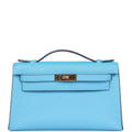 Hermes Kelly Pochette Celeste Swift Gold Hardware - Exclusu